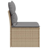 NNEVL Garden Sofa Armless with Cushions Beige Poly Rattan