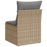 NNEVL Garden Sofa Armless with Cushions Beige Poly Rattan
