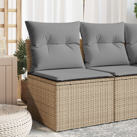 NNEVL Garden Sofa Armless with Cushions Beige Poly Rattan