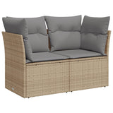 NNEVL Garden Sofa with Cushions 2-Seater Beige Poly Rattan