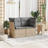 NNEVL Garden Sofa with Cushions 2-Seater Beige Poly Rattan