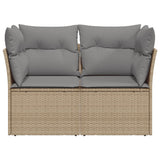 NNEVL Garden Sofa with Cushions 2-Seater Beige Poly Rattan