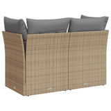 NNEVL Garden Sofa with Cushions 2-Seater Beige Poly Rattan