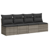 NNEVL Garden Sofa with Cushions 4-Seater Grey Poly Rattan