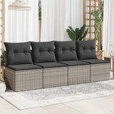 NNEVL Garden Sofa with Cushions 4-Seater Grey Poly Rattan