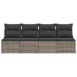 NNEVL Garden Sofa with Cushions 4-Seater Grey Poly Rattan