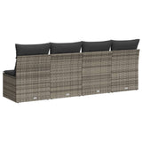 NNEVL Garden Sofa with Cushions 4-Seater Grey Poly Rattan