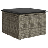 NNEVL Garden Stool with Cushion Grey 55x55x37 cm Poly Rattan