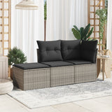 NNEVL Garden Stool with Cushion Grey 55x55x37 cm Poly Rattan
