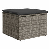 NNEVL Garden Stool with Cushion Grey 55x55x37 cm Poly Rattan