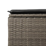 NNEVL Garden Stool with Cushion Grey 55x55x37 cm Poly Rattan
