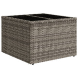 NNEVL Garden Table with Glass Top Grey 55x55x37 cm Poly Rattan