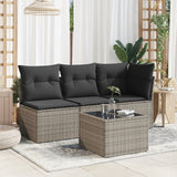 NNEVL Garden Table with Glass Top Grey 55x55x37 cm Poly Rattan