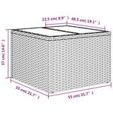 NNEVL Garden Table with Glass Top Grey 55x55x37 cm Poly Rattan