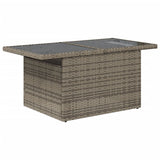 NNEVL Garden Table with Glass Top Grey 100x55x73 cm Poly Rattan