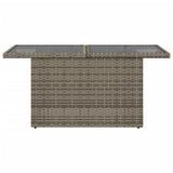 NNEVL Garden Table with Glass Top Grey 100x55x73 cm Poly Rattan