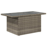 NNEVL Garden Table with Glass Top Grey 100x55x73 cm Poly Rattan