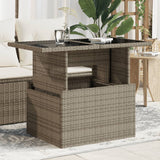 NNEVL Garden Table with Glass Top Grey 100x55x73 cm Poly Rattan