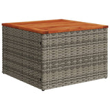 NNEVL Garden Table Grey 55x55x37 cm Poly Rattan and Acacia Wood