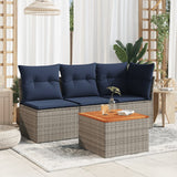 NNEVL Garden Table Grey 55x55x37 cm Poly Rattan and Acacia Wood