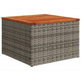 NNEVL Garden Table Grey 55x55x37 cm Poly Rattan and Acacia Wood