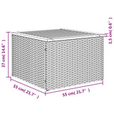NNEVL Garden Table Grey 55x55x37 cm Poly Rattan and Acacia Wood