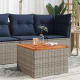NNEVL Garden Table Grey 55x55x37 cm Poly Rattan and Acacia Wood