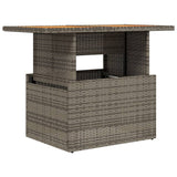 NNEVL Garden Table Grey 100x55x73 cm Poly Rattan and Acacia Wood