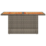 NNEVL Garden Table Grey 100x55x73 cm Poly Rattan and Acacia Wood