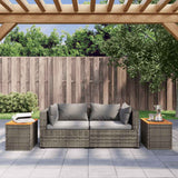 NNEVL Garden Side Tables 2 pcs Grey 55x34x37cm Poly Rattan Solid Wood
