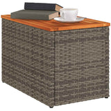 NNEVL Garden Side Tables 2 pcs Grey 55x34x37cm Poly Rattan Solid Wood