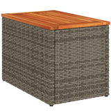 NNEVL Garden Side Tables 2 pcs Grey 55x34x37cm Poly Rattan Solid Wood