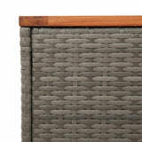 NNEVL Garden Side Tables 2 pcs Grey 55x34x37cm Poly Rattan Solid Wood
