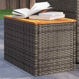 NNEVL Garden Side Tables 2 pcs Grey 55x34x37cm Poly Rattan Solid Wood
