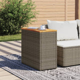 NNEVL Garden Side Table with Wooden Top Grey 58x27.5x55 cm Poly Rattan