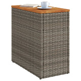NNEVL Garden Side Table with Wooden Top Grey 58x27.5x55 cm Poly Rattan
