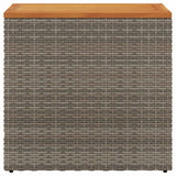 NNEVL Garden Side Table with Wooden Top Grey 58x27.5x55 cm Poly Rattan