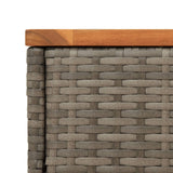 NNEVL Garden Side Table with Wooden Top Grey 58x27.5x55 cm Poly Rattan