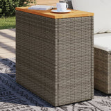 NNEVL Garden Side Table with Wooden Top Grey 58x27.5x55 cm Poly Rattan