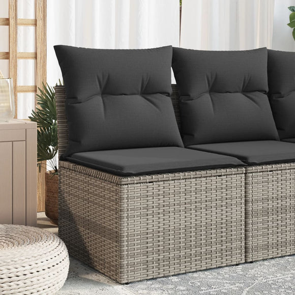 NNEVL Garden Chair Armless with Cushions Grey Poly Rattan