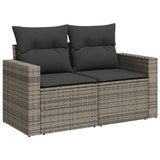 NNEVL Garden Sofa with Cushions 2-Seater Grey Poly Rattan
