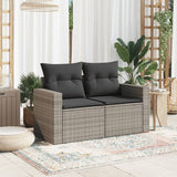 NNEVL Garden Sofa with Cushions 2-Seater Grey Poly Rattan