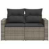 NNEVL Garden Sofa with Cushions 2-Seater Grey Poly Rattan