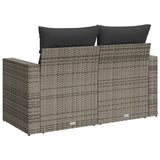 NNEVL Garden Sofa with Cushions 2-Seater Grey Poly Rattan