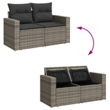 NNEVL Garden Sofa with Cushions 2-Seater Grey Poly Rattan
