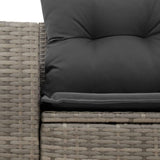 NNEVL Garden Sofa with Cushions 2-Seater Grey Poly Rattan