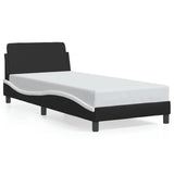 NNEVL Bed Frame "Dover" Black and White 90x190 cm Faux Leather