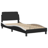 NNEVL Bed Frame "Dover" Black and White 90x190 cm Faux Leather