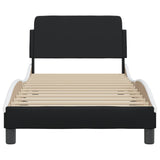 NNEVL Bed Frame "Dover" Black and White 90x190 cm Faux Leather