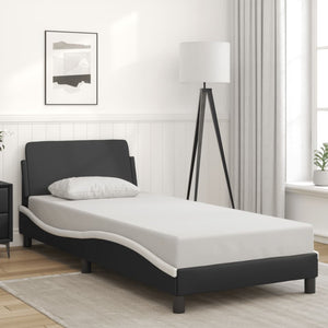NNEVL Bed Frame "Dover" Black and White 90x190 cm Faux Leather